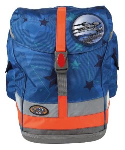 School-Mood Schulrucksack Fly Frontansicht Raumschiff blau