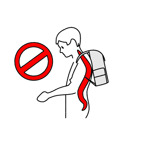 Schulranzen richtig packen und einstellen - falsch getragene Schultasche durch Vorbeugen